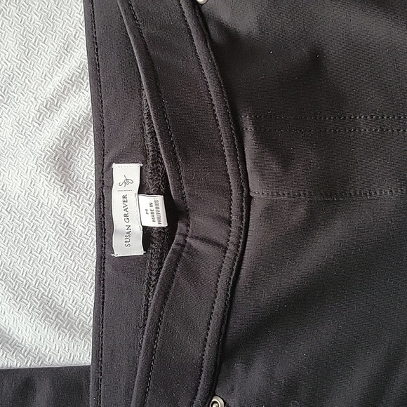 SUSAN Graver QVC Black Knit Stretch Slacks Pants M Medium Mint Condition - Picture 2 of 8